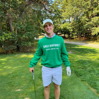 Male Model in "Golf Anyone?" Sweater - Queens Country Club at Golf Course