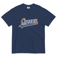 True Navy Queens Country Club T-shirt featuring vintage Queens script logo on the chest