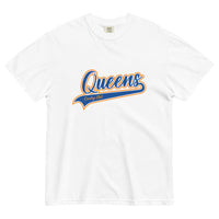 White Queens Country Club T-shirt featuring vintage Queens script logo on the chest