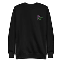 Queens Country Club sweatshirt with front left chest flag logo and large back graphic reading “Queens Country Club – The City’s Country Club