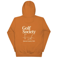 Queens Country Club Golf Society hoodie back graphic putting green design NYC golf apparel