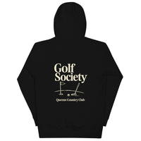 Queens Country Club Golf Society hoodie back graphic putting green design NYC golf apparel