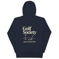 Queens Country Club Golf Society hoodie back graphic putting green design NYC golf apparel