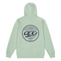 Queens Country Club “QCG Globe” Premium Full-Zip Hoodie –Seafoam back