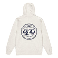 Queens Country Club “QCG Globe” Premium Full-Zip Hoodie – oatmeal heather back