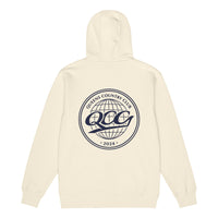 Queens Country Club “QCG Globe” Premium Full-Zip Hoodie – sand shell back