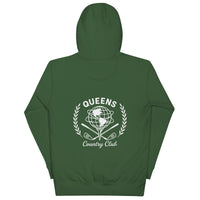 Queens Unisphere Golf Ball Tee Hoodie Forest Green Back