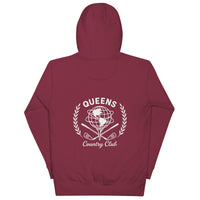 Queens Unisphere Golf Ball Tee Hoodie Maroon Back