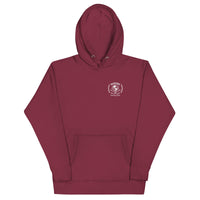 Queens Unisphere Golf Ball Tee Hoodie Maroon Front