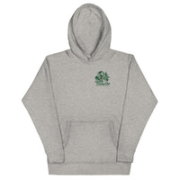 Gray hoodie with a green logo Queens Unisphere Golf Hoodie
