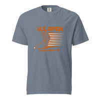 U.S. Open golf T-shirt featuring a retro golfer graphic and Southampton, NY typography inspired by Shinnecock Hills Golf Club and New York golf culture.