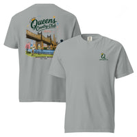 Granite Queensboro Bridge Golf Tee featuring the QCC bridge golf graphic, front-and-back product mockup