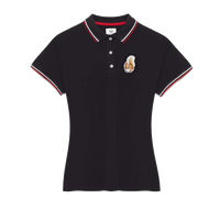 Pique Jersey Polo- women’s polo shirt with squirrel mascot embroidery and contrast collar trim | Queens Country Club