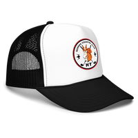 QCC Squirrel Print Foam Trucker Hat Side | Queens Country Club