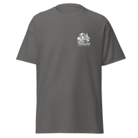 Gray t-shirt with a logo on the chest against a white background Queens Unisphere Golf Tee | Queens Country Club
