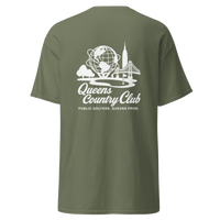 Green t-shirt with white graphic and text Queens Unisphere Golf Tee | Queens Country Club