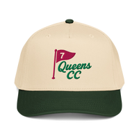 QCC NO. 7 Golf Cap in Green Brim Natural Color | Queens Country Club