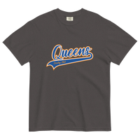 Graphite Queens Country Club T-shirt featuring vintage Queens script logo on the chest