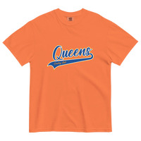 Burnt Orange Queens Country Club T-shirt featuring vintage Queens script logo on the chest