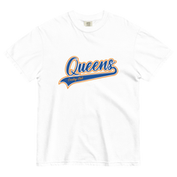 White Queens Country Club T-shirt featuring vintage Queens script logo on the chest