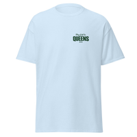 Queens Country Club Golf Society tee in Light Blue, front view with Play Golf in Queens NYC chest print