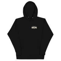 Queens Country Club Golf Society hoodie in Black, front view with Play Golf in Queens NYC chest print