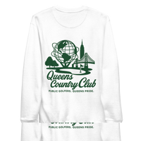 Queens Unisphere Golf Sweatshirt - light colors in White — back view | Queens Country Club