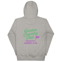 Queens CC “City’s Country Club” Hoodie in Carbon Grey — back view | Queens Country Club