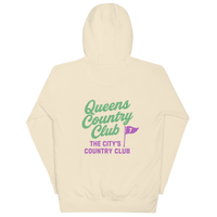 Queens CC “City’s Country Club” Hoodie in Bone — back view | Queens Country Club