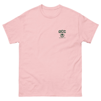 Queens Golf Dept. Tee - Green in Light Pink — front view | Queens Country Club