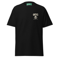 Queens Golf Dept. Tee in Black — front view | Queens Country Club