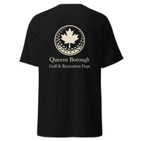 Queens Golf Dept. Tee in Black — back view | Queens Country Club