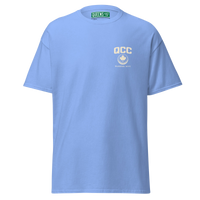 Queens Golf Dept. Tee in Carolina Blue — front view | Queens Country Club