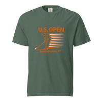 U.S. Open golf T-shirt featuring a retro golfer graphic and Southampton, NY typography inspired by Shinnecock Hills Golf Club and New York golf…