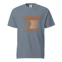 U.S. Open golf T-shirt featuring a retro golfer graphic and Southampton, NY typography inspired by Shinnecock Hills Golf Club and New York golf…