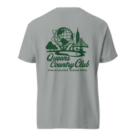 Queens Country Club Unisphere golf tee in Granite, back view with Unisphere, Empire State Building and Triborough Bridge graphic