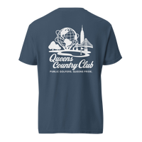 'Queens Country Club' logo on the front and back. Queens Unisphere Golf Tee
