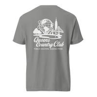 'Queens Country Club' logo on the front and back. Queens Unisphere Golf Tee