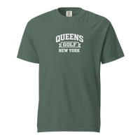 Queens Collegiate Golf Tee White in Spruce — front view | Queens Country Club