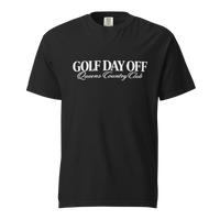 Golf Day Off Tee white in Black – front view, Queens golf apparel by Queens Country Club