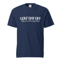 Golf Day Off Tee white in Navy – front view, Queens golf apparel by Queens Country Club