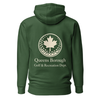 Queens Golf Dept. Hoodie in Green – back view, Queens golf apparel by Queens Country Club
