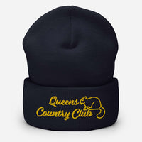 Queens Country Club with Squirrel Embroidery Cuffed Beanie - Queens Country Club