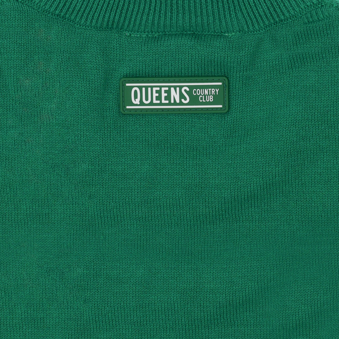 "Golf Anyone?" Sweater - Queens Country Club  Patch Detail at back neck