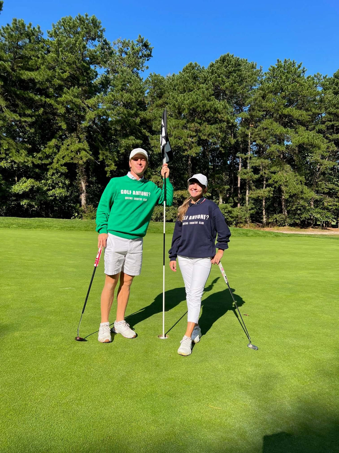 "Golf Anyone?" Sweater - Queens Country Club with Golf Couple