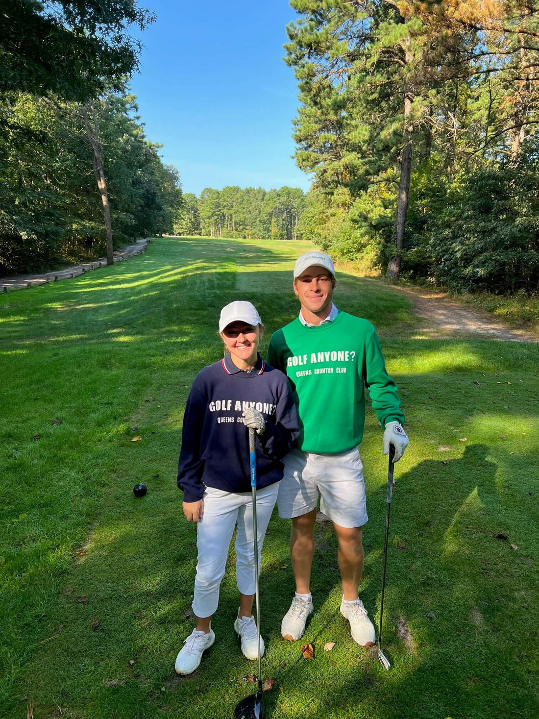 "Golf Anyone?" Sweater - Queens Country Club with Golf Couple