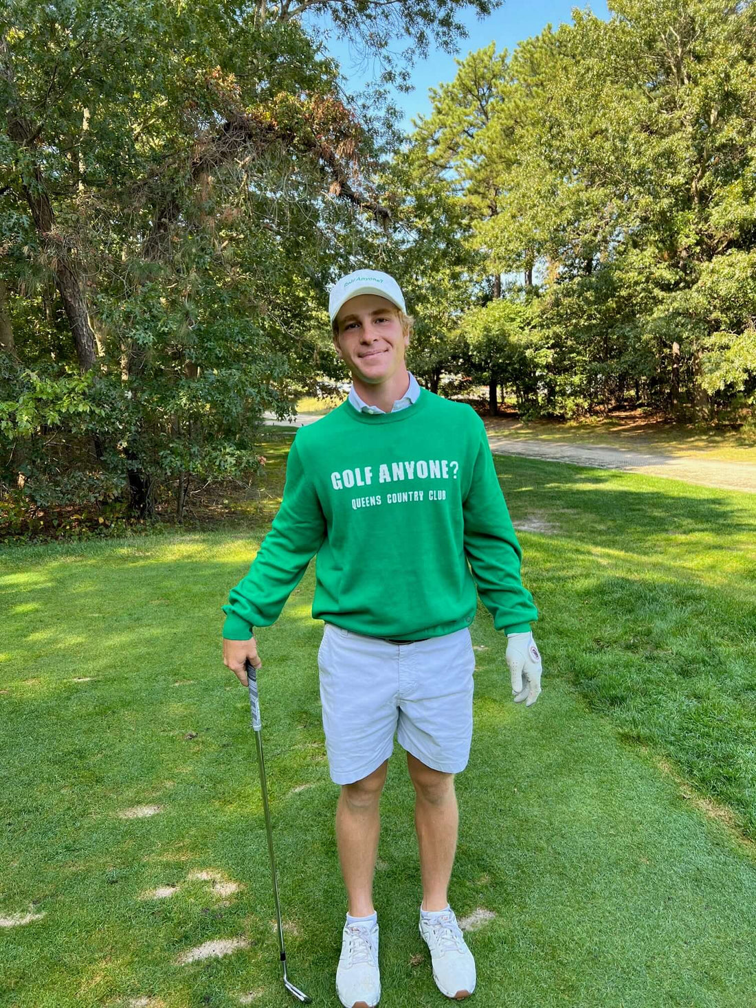Male Model in "Golf Anyone?" Sweater - Queens Country Club at Golf Course