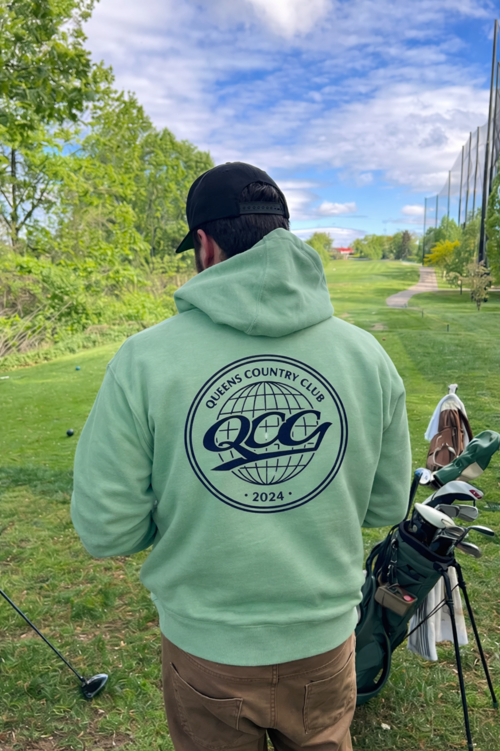 QCC Globe Hoodie at Douglaston Golf Course 