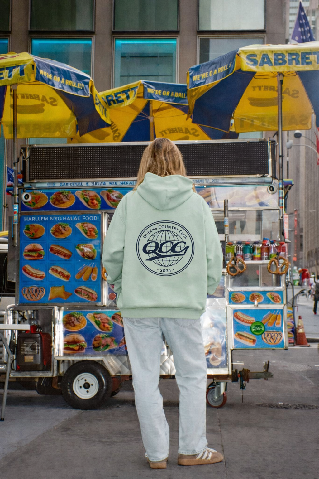  QCC Globe Hoodie at Food Cart