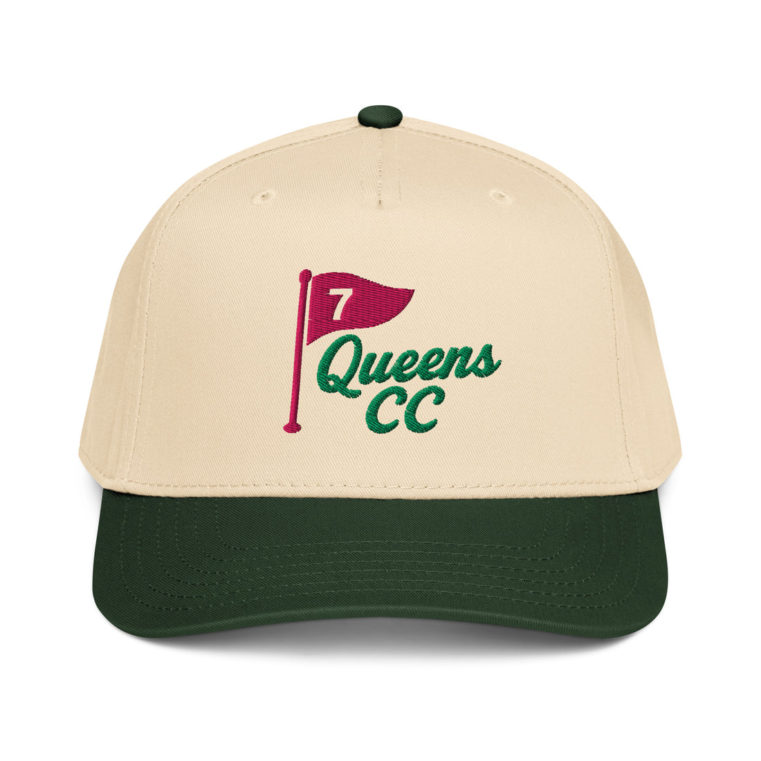  QCC NO. 7 Golf Cap in Green Brim Natural Color